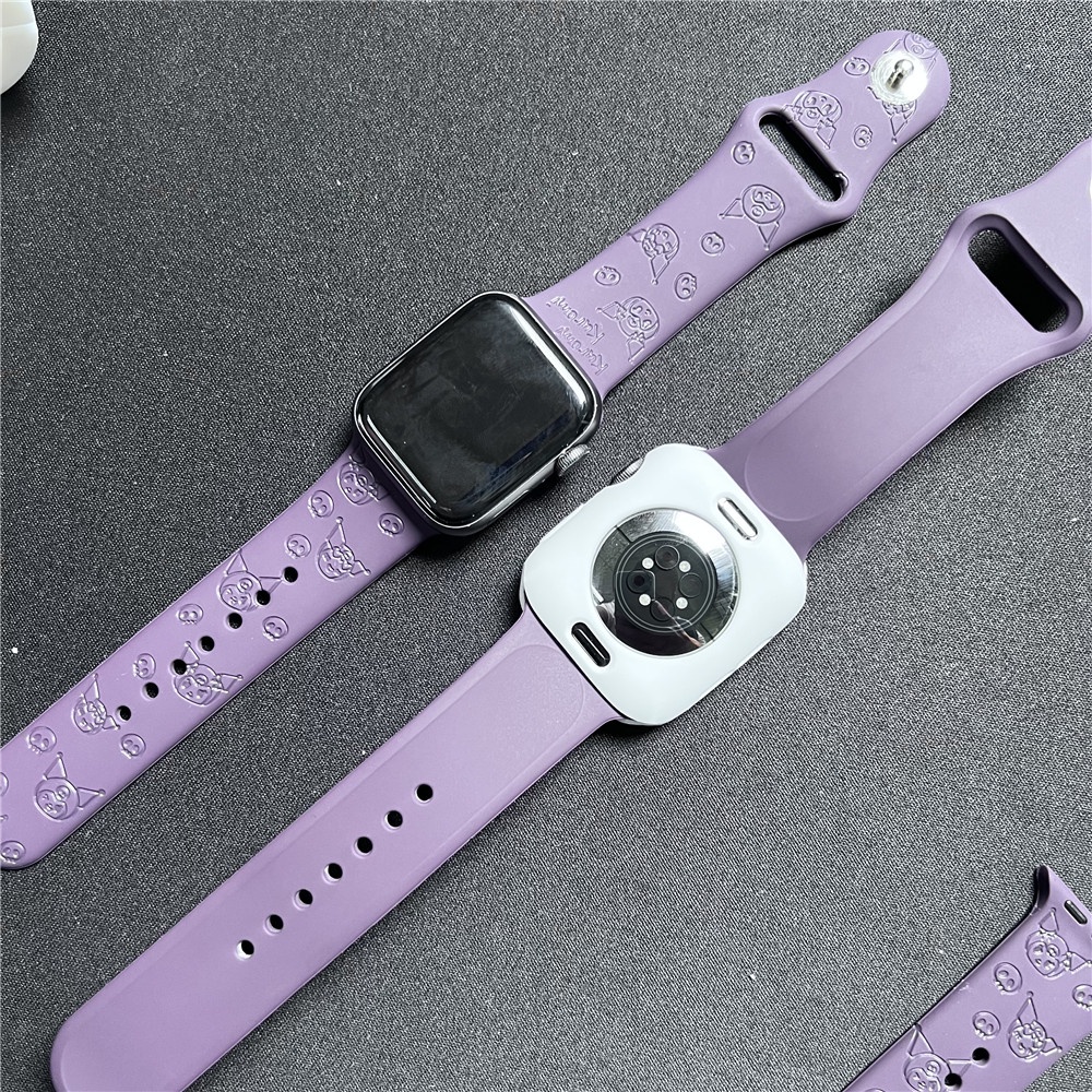 ใช้งานร่วมกับนาฬิกา Ultra 49 มม.Creative 3D นูน KUROMI สายรัดซิลิโคน + TPU กรณี สําหรับ iWatch S10 9 8 7 SE 6 5 4 3 2 1 (49 มม.45 มม.44 มม.42 มม.41 มม.40 มม.38 มม.) สายนาฬิกา - รูปที่ 5