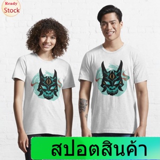 NIFIllicit เสื้อยืดลำลอง Genshin Impact | Xiao Yaksha Mask Essential T-Shirt Mens Womens T-shirts