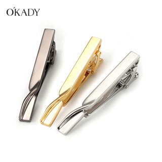 OKADY Tie Clip ใหม่คุณภาพสูง Electroplated Gold Business Tie Clip Men Fashion Decoration