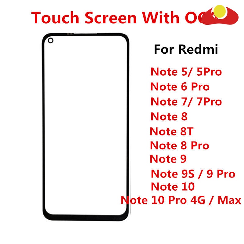อะไหล่หน้าจอสัมผัส LCD และ OCA สําหรับ Xiaomi Redmi Note 10 Pro Max 6 7 8 8T 9 9S 5