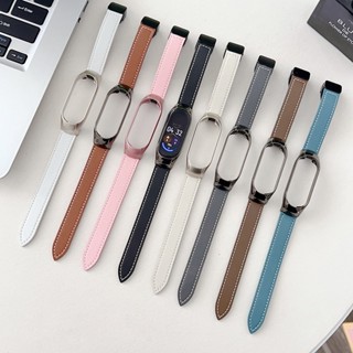 สายนาฬิกาข้อมือหนัง หัวเข็มขัดแม่เหล็ก อุปกรณ์เสริม สําหรับ Xiaomi Mi Band 7 6 Xiaomi Mi Band 3 4 5