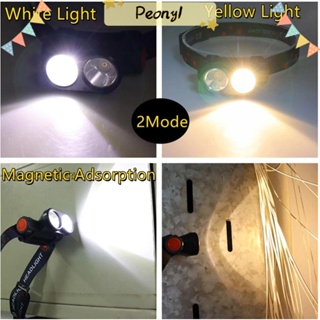 Pdony ไฟฉายคาดศีรษะ LED กันน้ํา สีขาว สีเหลือง สําหรับตกปลา เดินป่า ขี่จักรยาน