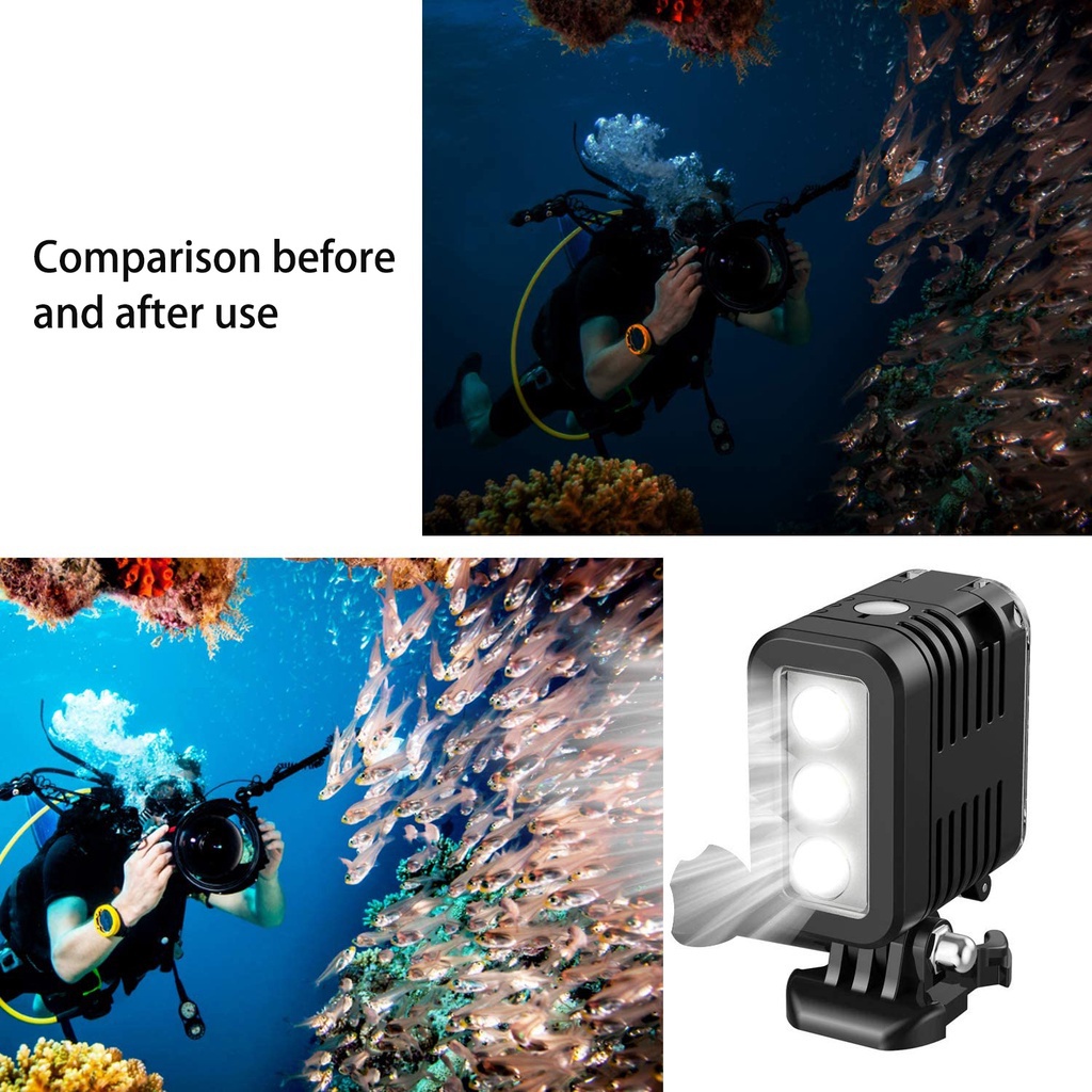 Skyeyes ไฟ LED กันน้ํา 45 ม. สําหรับกล้องแอคชั่น SJCAM DJI Action 2 3 Insta360 ONE R RS GoPro และอื่น ๆ