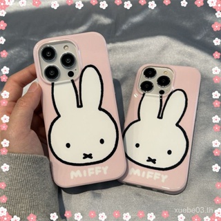 เคสโทรศัพท์มือถือแบบแข็ง กันกระแทก ลายการ์ตูนกระต่ายน่ารัก เรียบง่าย สีชมพู สําหรับ iPhone 14 13 12 11 11Promax 12Promax 13Promax 14Promax 12Pro 13Pro 14Pro