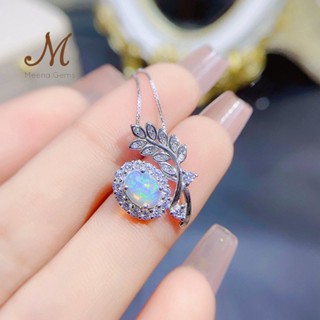 Meena Gems/ จี้พลอยแท้โอปอล ตัวเรือนเงินแท้925 พลอยดิบไม่มีการปรับปรุง พลอยแท้เสริมดวง จัดส่งพร้อมกล่อง