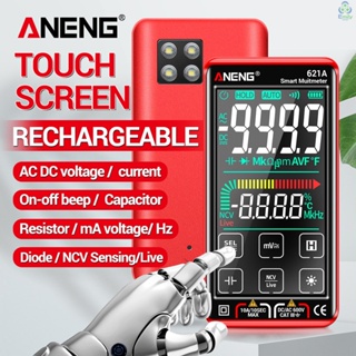 Aneng มัลติมิเตอร์ดิจิทัล หน้าจอสัมผัส 621A นับ 9999 ครั้ง แบบพกพา ชาร์จได้ NCV [19][มาใหม่]