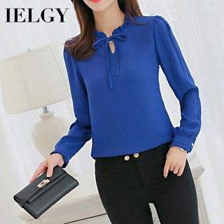 IELGY Spot เสื้อชีฟอง แขนยาว สีขาว ทรงหลวม แฟชั่นสําหรับผู้หญิง