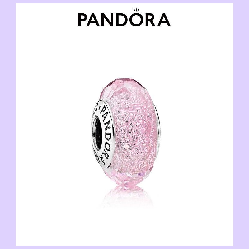 Pandora ชาร์มแก้ว เงิน 925 สีชมพู ระยิบระยับ DIY