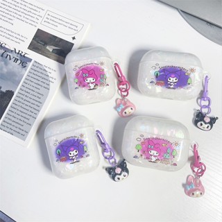 เคสแข็ง AirPods Pro2 AirPods Pro Airpods 3 gen3 AirPods 2 Fashion Cute Cartoon Kuromi คุโรมิ Shell Texture Protective Hard Case