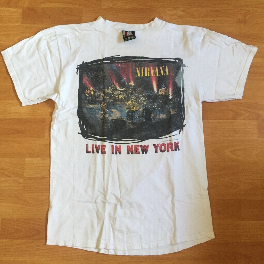 เสื้อยืดผ้าฝ้าย พิมพ์ลาย Nirvana Unplugged 1995 Vtg 90S Rare Kurt Cobain Grunge Band สําหรับผู้ชาย W