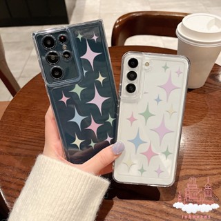 เคสโทรศัพท์มือถือ ซิลิโคนนิ่ม กันกระแทก กันรอยกล้อง ลายดาววิบวับ สําหรับ Samsung S23 Ultra S22 S21 Plus S20 FE A30 A32 4G A03 Core