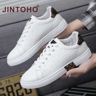 รองเท้าผ้าใบลําลอง รุ่น JINTOHO หนังยาง กันลื่น สีขาว แฟชั่นสําหรับผู้ชาย