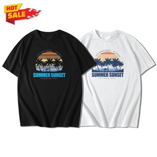 เสื้อยืดแขนสั้นคอกลมราคาถูก Cotton 100% สกรีนลาย SUMMER SUNSET