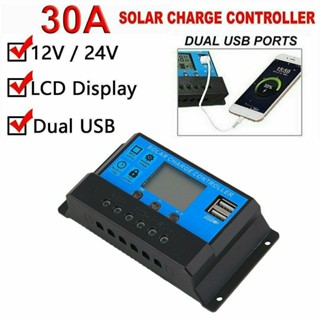 แสงไฟ MPPT Solar Charge Controller 12V 24V LCD Display โซลาชาร์จเจอร์ ควบคุมการชาร์จพลังงานแสงอาทิตย์แบบ Dual USB