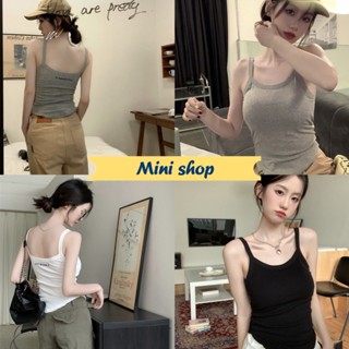 Mini shop🌸พร้อมส่ง🌸 (FY3623) เสื้อกล้ามสายเดี่ยว ดีเทลตัวอักษรด้านหลัง มีฟองน้ำ   -C