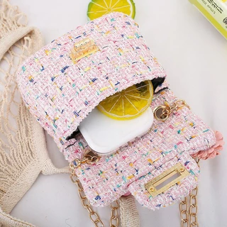 ( HB-276) กระเป๋า จิ๋ว สะพายข้าง ผ้าแคนวาส สายโซ่ ใบเล็กน่ารัก