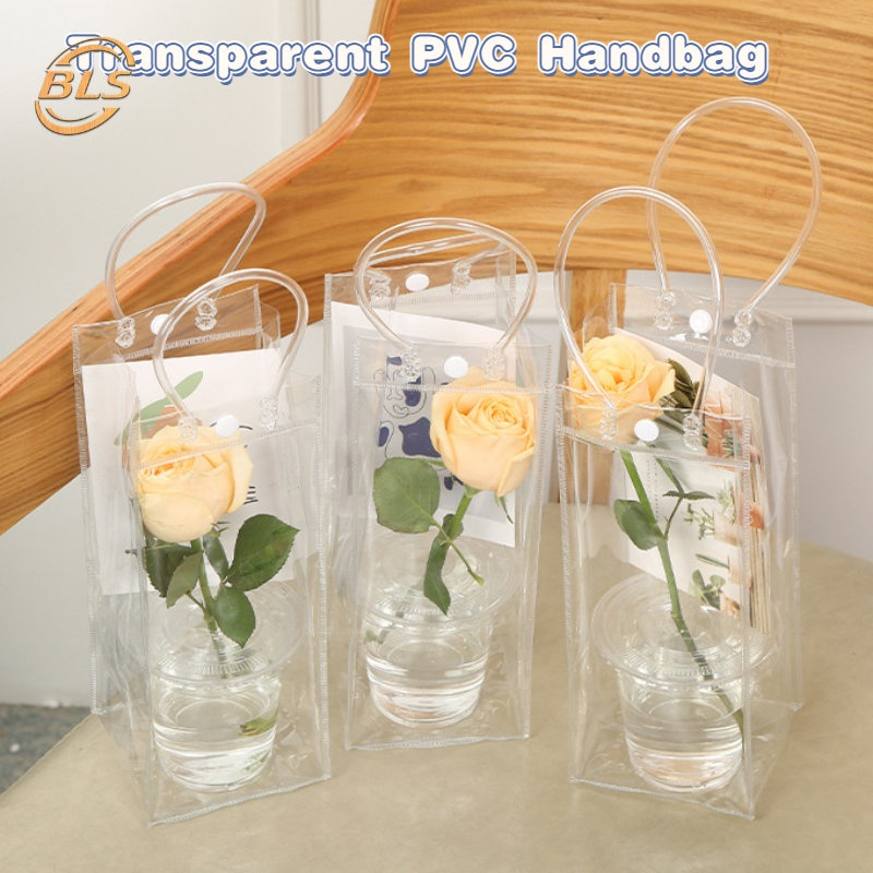กระเป๋าถือ PVC กันน้ํา คุณภาพสูง / ถุงกาแฟชานม แบบหนา / ถุงหิ้วช่อดอกไม้ วันเทศกาล