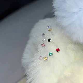 Roselife ต่างหูสตั๊ด เงิน S925 ประดับเพทาย คริสตัล หลากสี เครื่องประดับ สําหรับผู้หญิง และผู้ชาย