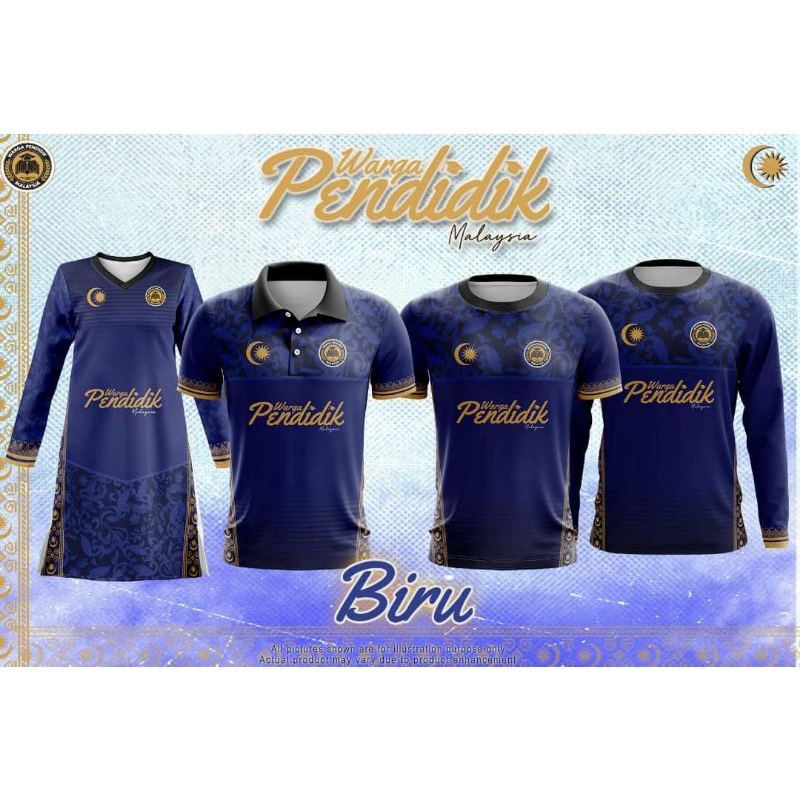 Tshirt Muslimah Jersey JERSI PENDIDIK GURU สีฟ้า COLOUR Baju Jersey Muslimah Plus ขนาดเสื้อแขนยาว Mu