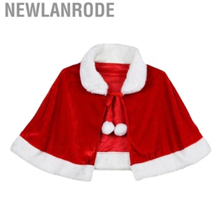 Newlanrode Christmas Poncho  Adjustable Lovely Comfortable Warm Fashionable Xmas Velvet Cape Loose with White  Balls for Christmas Party for Christmas Theme Activity