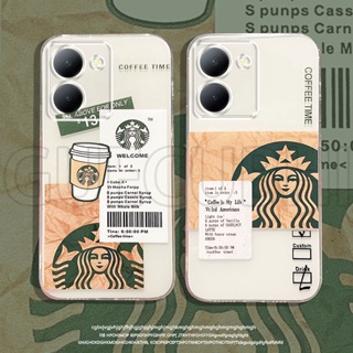 เคสโทรศัพท์มือถือ ซิลิโคนนิ่ม แบบใส ลายกาแฟสตาร์บัคส์ แฟชั่น สําหรับ Vivo Y36 Y78 V27 5G Y02t Y02A 2023 Y36