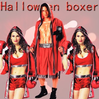 [New in stock] New Red couple boxer Halloween costume boxing king suit cosplay costume stage mens and womens quality assurance 1RNL