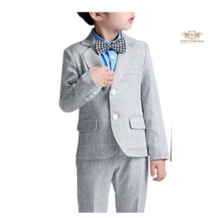 Kid Blazer เสื้อสูทเด็กสีเทาตาราง ขนาด 130, 140, 150, 160, 170 (ประมาณ 7 ถึง 12 ปี)