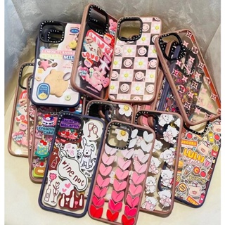 Casetify X เคสโทรศัพท์มือถืออะคริลิคแข็ง แบบใส ขอบสีชมพู สีเบจ ม่วง เทา 4 สี พร้อมกล่อง สําหรับ Apple IPhone 11 12 13 14 Pro Max