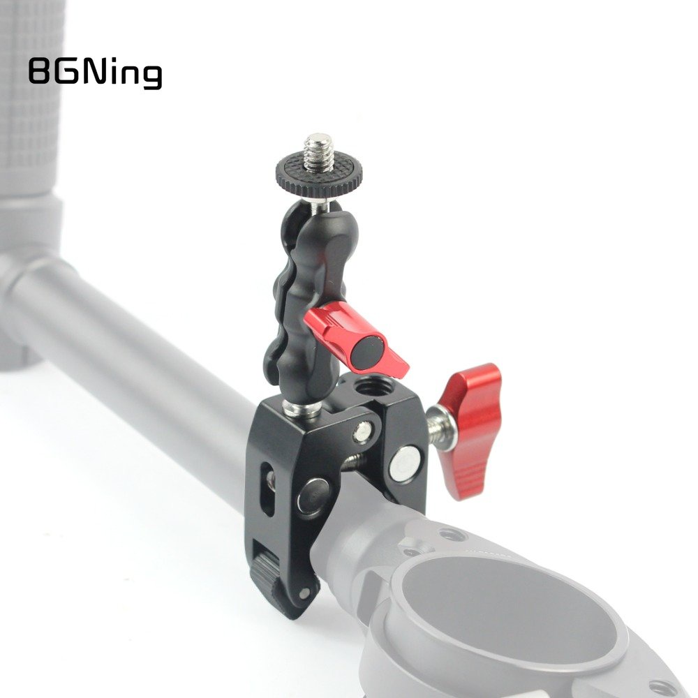 BGNing อลูมิเนียม Magic Arm Dual 1/4 "Ball Head Mount Super Crab Clamp สําหรับ Canon สําหรับกล้อง Nikon DSLR LCD Monitor ไฟ LED Bracket