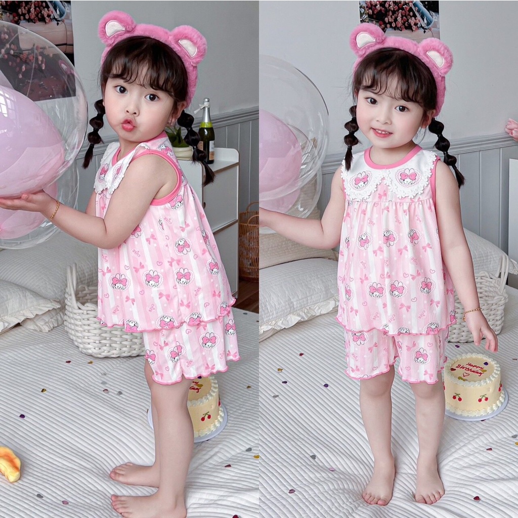 MAX BABY พร้อมส่ง ชุดนอนเด็ก แขนกุดลายการ์ตูน ผ้าร่องนุ่มสวมใส่สบาย(777)