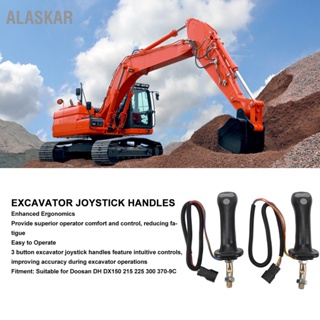 ALASKAR 2 ชิ้น 3 ปุ่มขุดจอยสติ๊กจับอลูมิเนียมอัลลอยด์ 6 ขาสำหรับ Doosan DH DX150 215 225 300 370‑9C