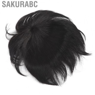 Sakurabc Men Hair Pieces Short Wig  Well Trimmed Men Hair Tropper Clips Fixing Stylish Hairstyle Black Color  for Party