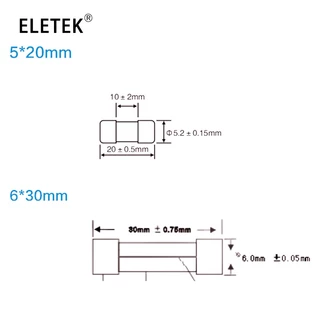 ฟิวส์หลอดเซรามิค 5x20 มม. 6x30 มม. 250V 1A 1.5A 2A 2.5A 3A 4A 5A 6.3A 8A 10A 12A 15A 20A 25A 30A 10 ชิ้น
