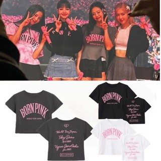 Blackpink เสื้อยืดแขนสั้น ผ้าฝ้าย 100% พิมพ์ลาย BORN PINK สําหรับคู่รัก 2023