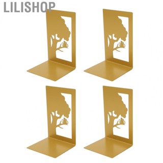 Lilishop Metal Bookends   Shelf Holders 4pcs Hollow Out  for  for Books for CD DVD