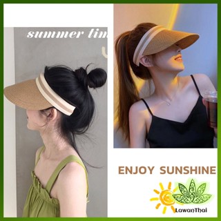 Lawan หมวก​สานครึ่งหัว หมวกสานกันแดด สไตล์เกาหลี  Sun hat