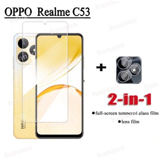 2 in 1 ฟิล์มกระจกนิรภัยกันรอยหน้าจอ และเลนส์กล้อง สําหรับ Realme C53 C55 C35 C33 C30 C30s C25 C25s C25Y C21Y C21 C17 C15 C12 C11