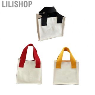 Lilishop Large  Suction Clasp Cute Pattern Foldable Portable Small Canvas Lunch Box Bag for Daily Use