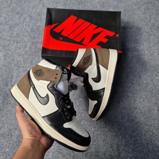 Jordan 1 High Dark Mocha รองเท้ากีฬา รองเท้าผ้าใบ สําหรับผู้ชาย และผู้หญิง คุณภาพสูง OEM HZZW