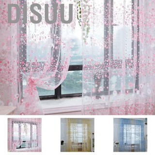 Disuu Sheer Curtain Innovative Elegant Translucent Floral Voile Drapes for Living Room Study Room Bedroom