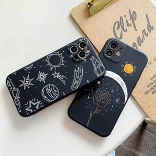 เคสโทรศัพท์มือถือ TPU แบบนิ่ม ลายดวงอาทิตย์ และดวงจันทร์ กันกระแทก สําหรับ Iphone X XS XR XsMax IP 7 8 Plus 11 Pro Max 12 13 14 Pro Max