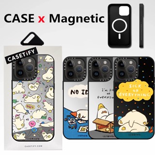 CASETIFY เคสโทรศัพท์มือถือแบบแข็ง กันกระแทก ลายเป็ด พร้อมกระจก คุณภาพสูง สําหรับ iPhone 14 Pro Max 12 13 Pro Max