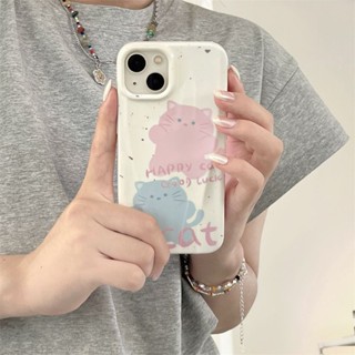 เคสโทรศัพท์มือถือนิ่ม กันตก ลายแมว สีชมพู สีฟ้า สําหรับ iPhone 14 13promax 12 11