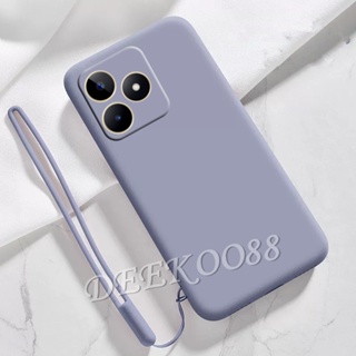 เคสโทรศัพท์มือถือ ซิลิโคนนิ่ม พร้อมสายคล้องมือ สีดํา สําหรับ Realme C53 C55 NFC 10 Pro+ Pro 5G Coca-Cola Edition GT NEO 5 SE 4G