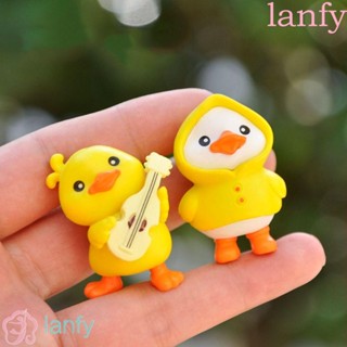 Lanfy โมเดลตุ๊กตาเป็ดน้อย สีเหลือง สําหรับตกแต่งโต๊ะ สํานักงาน งานวันเกิด ของสะสม