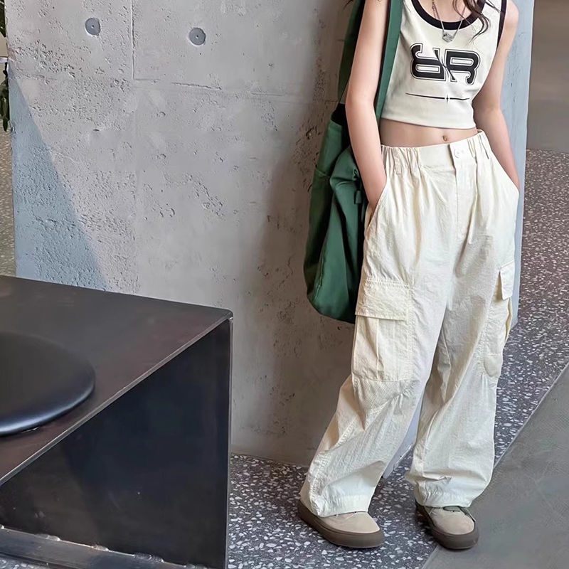 กางเกงคาร์โก้เด็ก 2023 ฤดูร้อนเด็กกางเกง Workwear บางเบากีฬาร้อยหล่อสาวยุงกางเกง กางเกงเด็กผู้หญิง