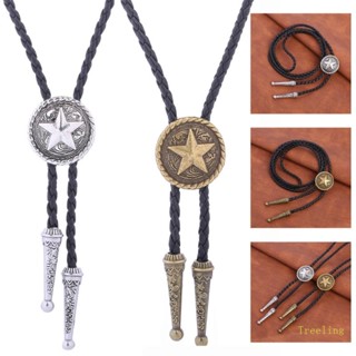 Treeling American Bolo Tie สร้อยคอเชือกถัก หนังเทียม สไตล์พังก์ คาวบอย ตะวันตก อุปกรณ์เสริม สําหรับแต่งกาย ไซซ์ M