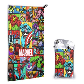 ผ้าขนหนูนุ่ม ดูดซับน้ํา แห้งเร็ว ลาย Marvel 40*80 ซม. (16*31.5 นิ้ว) สําหรับเล่นกีฬากลางแจ้ง ทุกเพศ