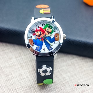 นาฬิกาข้อมือควอทซ์ ลายการ์ตูน Super Mario Brothers เรืองแสง สําหรับเด็ก