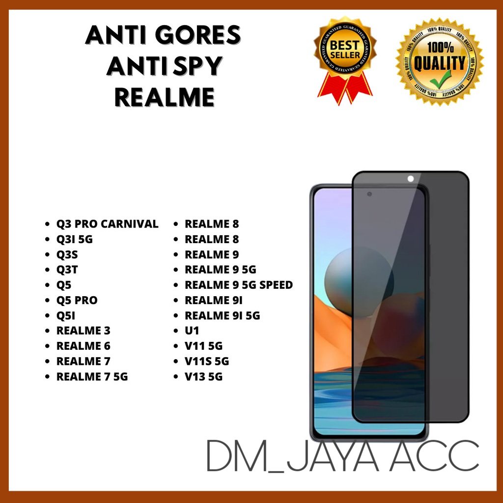 กระจกนิรภัยเซรามิค Anti Spy -Anti Privacy REALME C55 NFC-Q3 PRO CARNIVAL-Q3I 5G-Q3S-Q5-Q5 PRO-Q5I-RE